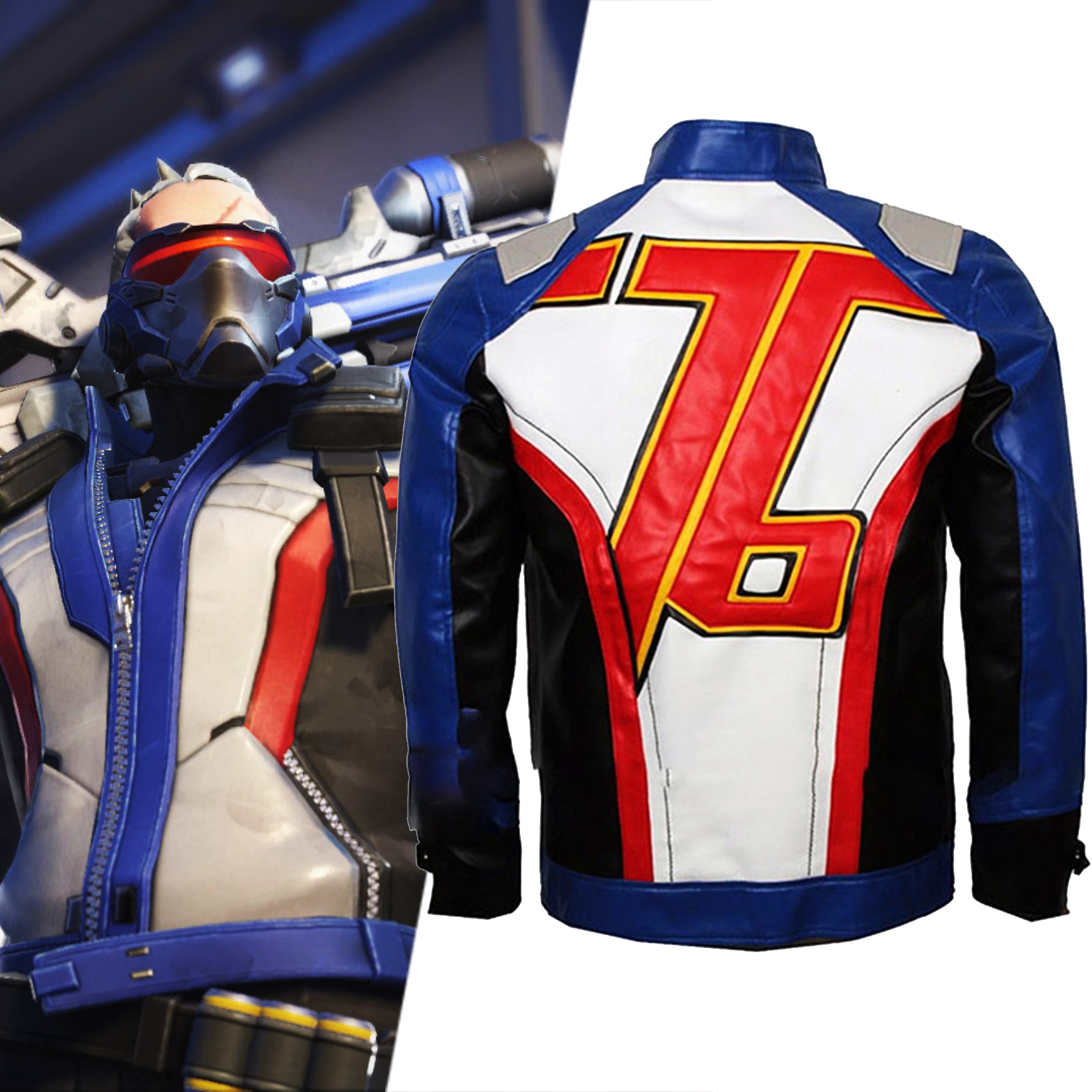 Overwatch Soldier 76 Blue Leather Jacket – Gaming Cosplay Costume 1 Overwatch Soldier 76 Blue Leather Jacket – Gaming Cosplay Costume
