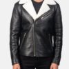 Men’s Alberto White Shearling Black Leather Jacket