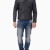 Men’s Austere Matte Black Leather Biker Jacket - Image 2
