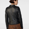 Women’s Madeline Asymmetrical Black Leather Jacket - Image 2