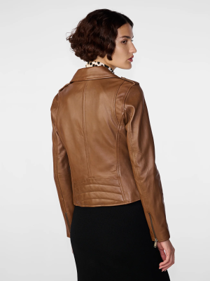 Women’s Madeline Asymmetrical Brown Leather Jacket