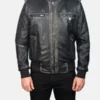 Men’s Glen Street Black Leather Bomber Jacket