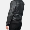 Men’s Glen Street Black Leather Bomber Jacket - Image 2