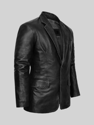 Men’s Medieval Black Leather Blazer