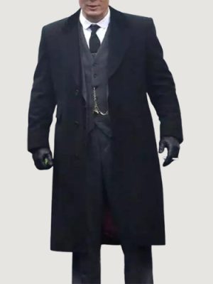 Men’s 1920s Inspired Black Wool Overcoat – Shelby Gangster Style
