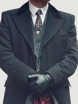 Men’s 1920s Inspired Black Wool Overcoat – Shelby Gangster Style