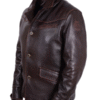 Men’s Alcon Knight Vintage Brown Leather Jacket on Buttons - Image 2