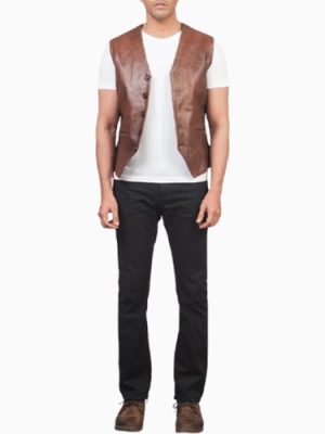 Men’s Auden Brown Leather Vest