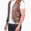 Men’s Auden Brown Leather Vest - Image 2