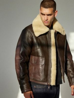 Men’s Aviator B3 Bomber Brown Leather Jacket