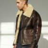 Men’s Aviator B3 Bomber Brown Leather Jacket - Image 2
