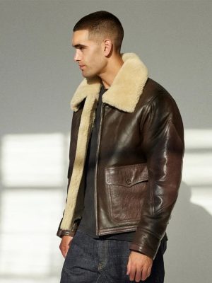Men’s Aviator B3 Bomber Brown Leather Jacket