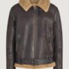Men’s Aviator Shearling Wilder Jacket Black Sandstone