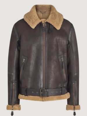 Men’s Aviator Shearling Wilder Jacket Black Sandstone