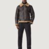 Men’s Aviator Shearling Wilder Jacket Black Sandstone - Image 2