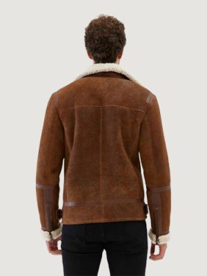 Men’s Aviator Tan&Off White Brown Shearling Jacket