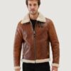Men’s Aviator Tan&Off White Shearling Brown Jacket