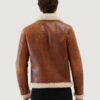 Men’s Aviator Tan&Off White Shearling Brown Jacket - Image 2