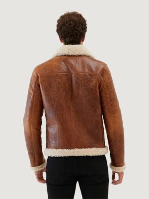 Men’s Aviator Tan&Off White Shearling Brown Jacket