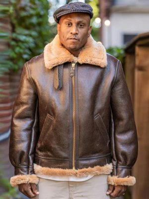 Men’s B-3 Sheepskin Leather Bomber Shearling Brown Jacket