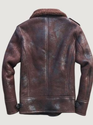 Men’s B3 Bomber Sheepskin Shearling Wool Brown Leather Jacket