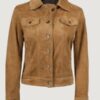 Women’s Light Brown Suede Jacket – Trucker Style