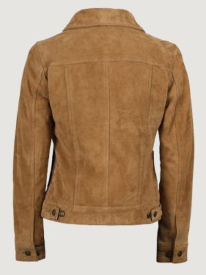 Women’s Light Brown Suede Jacket – Trucker Style