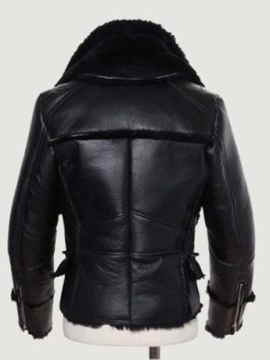 Men’s B3 Bomber Winter Wool Lamb Fur Aviator Black Jacket