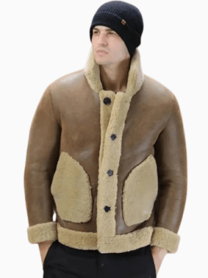 Men’s B3 Brown RAF Flight Sheepskin Shearling Leather Jacket
