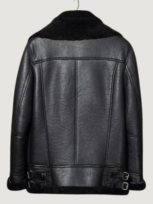 Men’s B3 Classic Bomber Black Shearling Sheepskin Motorcycle Leather Jacket