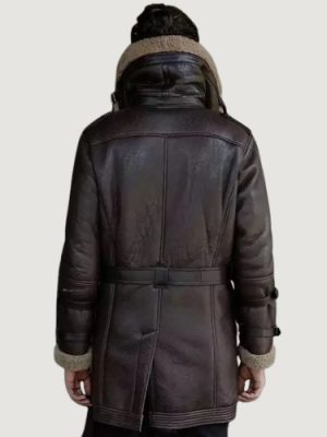 Men’s B3 Flight Brown Jacket Men’s Shearling Aviator Fur Long Coat