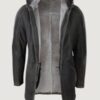 Men’s Black Soft Sheepskin Hood Jacket Coat Classic Warm Winter - Image 2