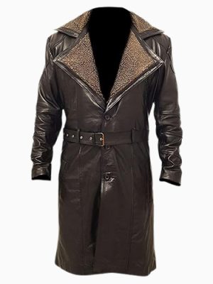 Men’s Blade Runner Brown Leather Trench Long Coat