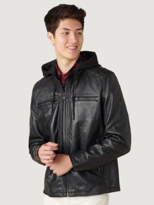 Men’s Blake Genuine Leather Jacket With Hood
