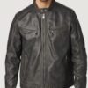 Men’s Brent Leather Black Jacket - Image 2