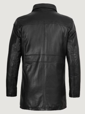 Men’s Bristol Black Lambskin Leather Car Coat