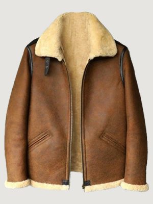 Men’s Brown B3 Shearling Aviator Leather Jacket