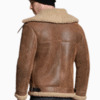 Men’s Brown B3 Sheepskin Fur Shearling Leather Jacket Coat - Image 2
