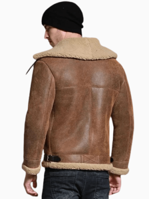Men’s Brown B3 Sheepskin Fur Shearling Leather Jacket Coat