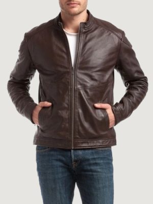 Men’s Brown Cafe Racer Leather Jacket