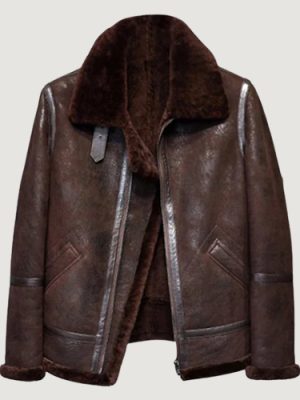 Men’s Brown Distressed B3 Shearling Leather Jacket
