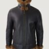 Men’s Brown Leather Hood Jacket Aviator Flying Pilot - Image 2