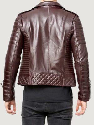 Men’s Brown Quilted Genuine Lambskin Leather Biker Jacket