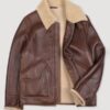 Men’s Brown Shearling Nappa Aviator Sheepskin Leather Jacket - Image 2