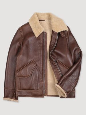 Men’s Brown Shearling Nappa Aviator Sheepskin Leather Jacket