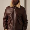 Men’s Brown Shearling Nappa Aviator Sheepskin Leather Jacket