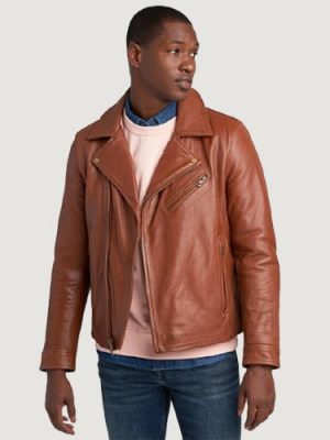Men’s Charlie Leather Moto Brown Jacket