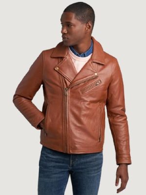 Men’s Charlie Leather Moto Brown Jacket