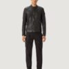 Men’s Cheviot Leather V Racer Black Jacket - Image 2