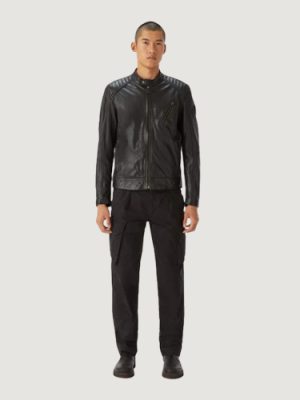 Men’s Cheviot Leather V Racer Black Jacket
